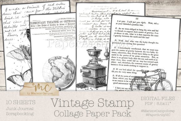 Download Vintage Stamp Collage Paper Template - Premium Bundle