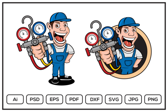 Download HVAC Logo Character Design Illustration - Character design Collection