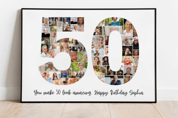 Download 50th Birthday Photo Collage Template - Premium Bundle