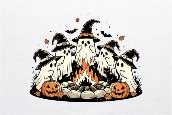 Download Witch Ghost Friends Halloween SVG Design - Premium Resources